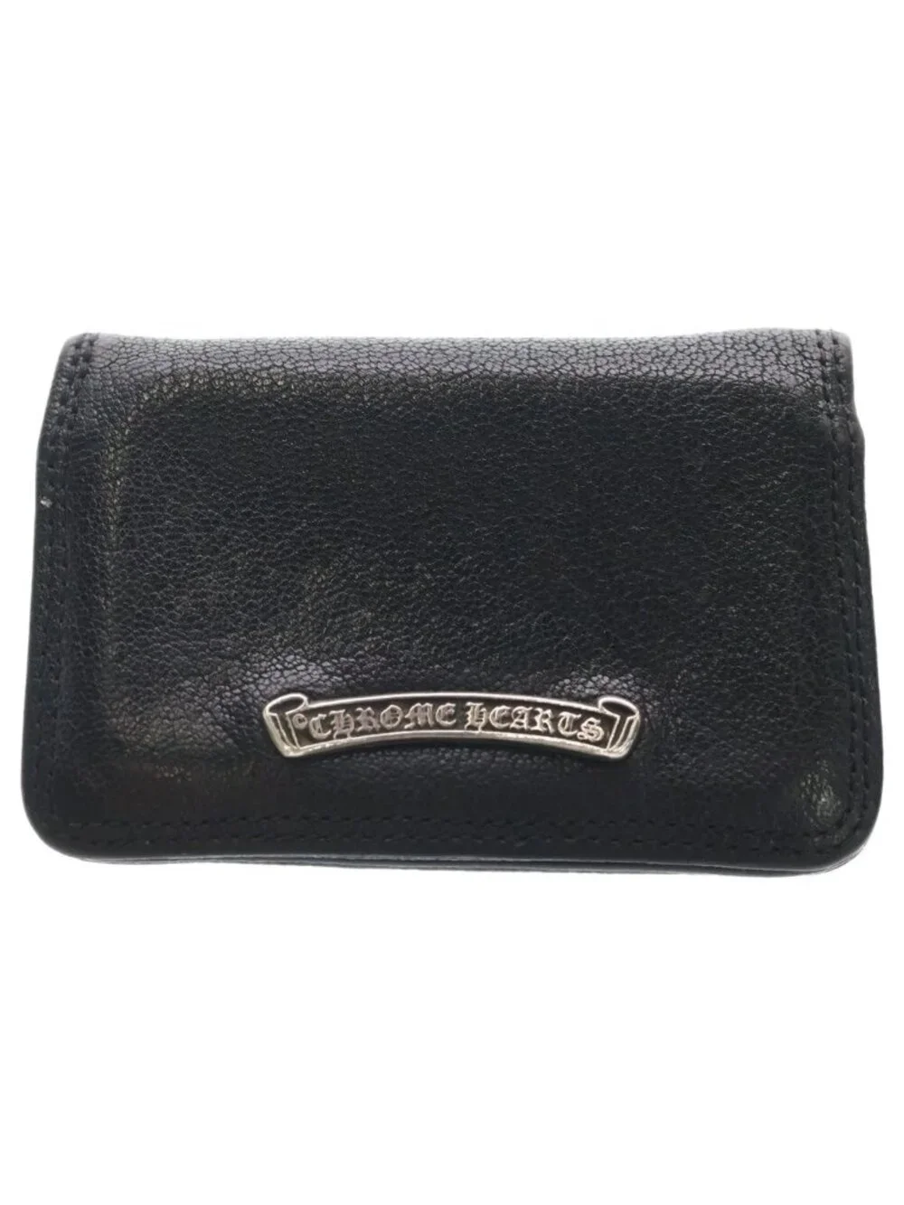 Chrome Hearts Card Case Leather with Grommet Black Navy
